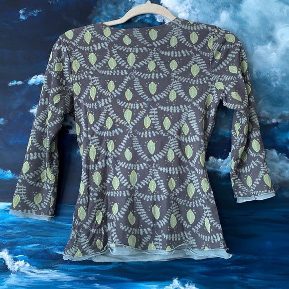 Dreamy Botanical Print Double Layer Surplice Top - Picture 7 of 8